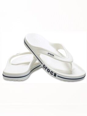 Crocs Bayaband Flip Flop Sandals 
White & Navy Size 7 Water Friendly NWT